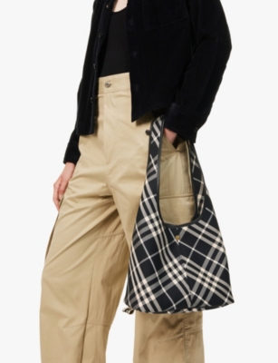 BURBERRY: Check-print cotton-canvas shoulder bag
