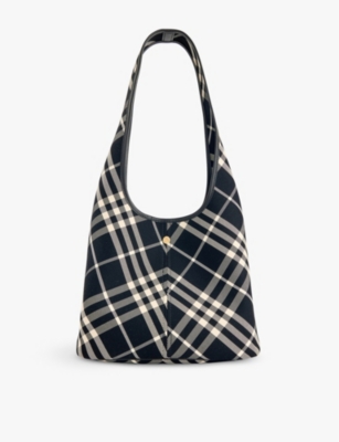 BURBERRY: Check-print cotton-canvas shoulder bag