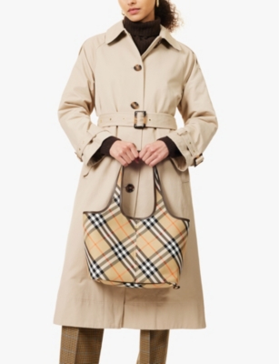 BURBERRY: Check-pattern cotton-twill handbag