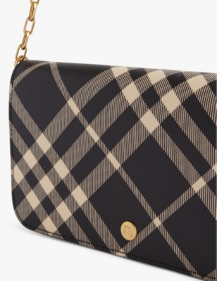 BURBERRY: Check fold-over coated-canvas wallet-on-chain