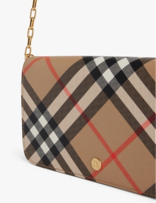 BURBERRY: Check fold-over coated-canvas wallet-on-chain