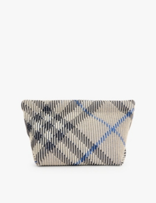 BURBERRY: Check-print knitted clutch bag