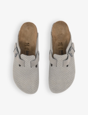 BIRKENSTOCK: Boston dotted-embossed suede clogs