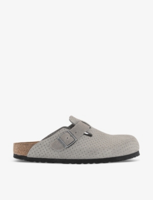BIRKENSTOCK: Boston dotted-embossed suede clogs