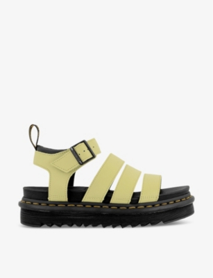 Shop Dr. Martens' Dr. Martens Womens Lime Green Blaire-strap Coated-leather Sandals