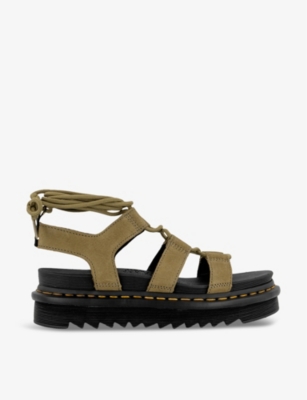 Shop Dr. Martens' Dr. Martens Womens Muted Olive Nartilla Gladiator Leather Sandals