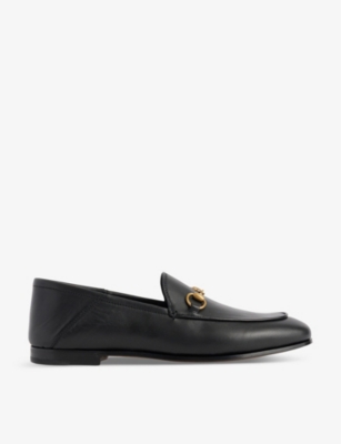 Gucci Womens Nero Brixton Round-toe Leather Loafers