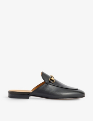 Shop Gucci Women's Nero Princetown Horsebit Leather Mules