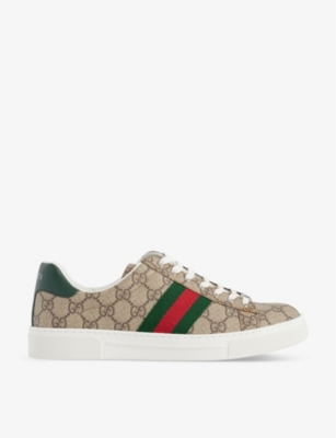 GUCCI: Ace logo-pattern canvas trainers