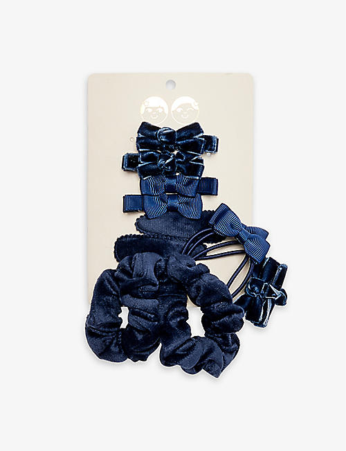 MIMI & LULA: School Bow assorted velvet hair ties and hair clips set