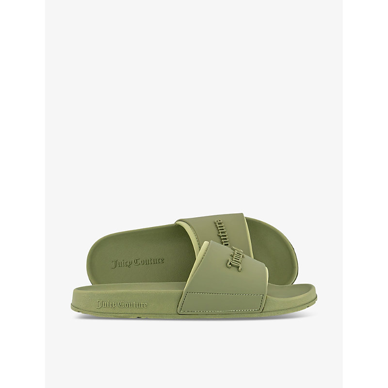 Juicy Couture Womens Mosstone Breanna Logo-embossed Rubber Sliders