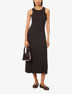 Citizen Of Humanity Womens Chocolate (md/dk Brown) Isabel Scoop-neck Stretch-jersey Midi Dress Xs In Black