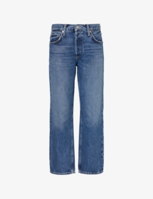 Shop Citizens Of Humanity Neve Straight-leg Low-rise Regenerative-cotton Denim Jeans In Brielle (med/dk Ind)