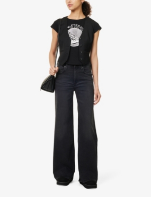Shop Citizens Of Humanity Women's Reflection (wash Black) Loli Wide-leg High-rise Stretch-denim Jeans