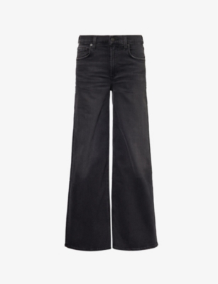 Shop Citizens Of Humanity Women's Reflection (wash Black) Loli Wide-leg High-rise Stretch-denim Jeans