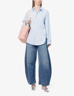 Shop Citizens Of Humanity Kayla Oversized Cotton-poplin Shirt In Marino Stripe