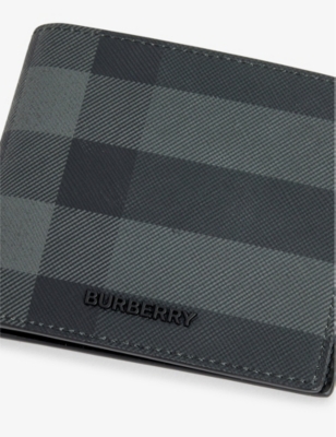 Burberry Charcoal Check-pattern Coated-canvas Wallet In Charcoal