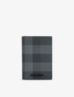 BURBERRY Check pattern coated canvas cardholder Selfridges