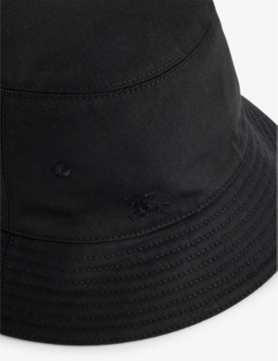 Shop Burberry Mens Check-pattern Cotton-blend Bucket Hat Black