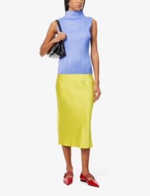Shop Samsoe & Samsoe Samsoe Samsoe Women's Green Sheen Agneta Mid-rise Recycled-polyester Midi Skirt