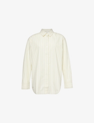 SAMSOE SAMSOE: Salovar striped relaxed-fit cotton-blend shirt