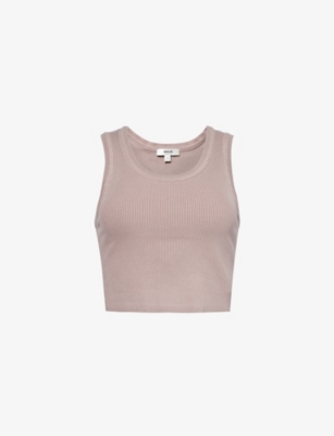 AGOLDE: Poppy round-neck cropped organic cotton-blend jersey top