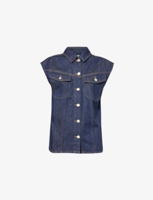 Shop Agolde Women's Pure (rinse Ind) Evan Panelled Patch-pocket Organic Denim Shirt
