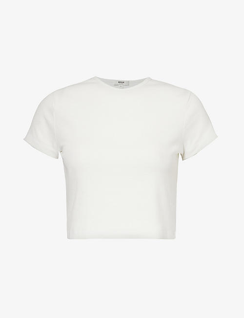 AGOLDE: Savannah cropped stretch-woven blend T-shirt