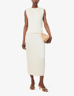 Shop Vince Women's Bell Elasticated-waist Pleated Woven Midi Skirt