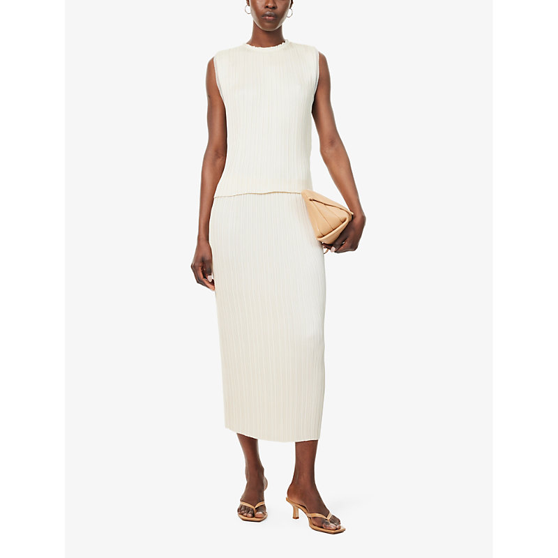Shop Vince Elasticated-waist Pleated Woven Midi Skirt In Bell