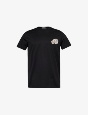 MONCLER: Logo-patch short-sleeve cotton-jersey T-shirt