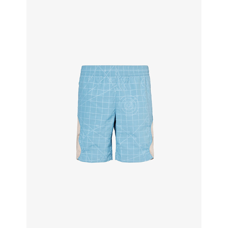 Shop Market Men's Blue Open Source Abstract-pattern Shell Shorts