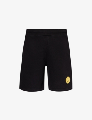 MARKET: Smiley-appliqué mid-rise cotton-jersey shorts