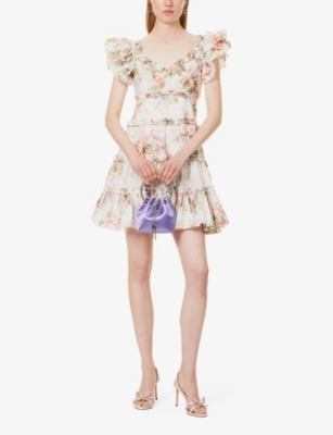 Shop Needle & Thread Needle And Thread Women's Moonshine Paradise Garden Floral-print Organic-cotton Mini Dress