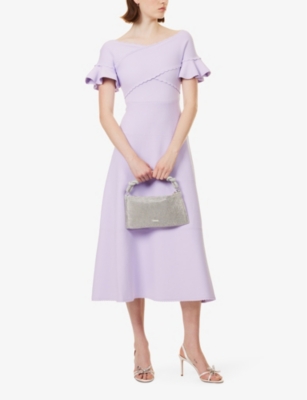 Shop Needle & Thread Needle And Thread Women's Dusk Lilac Wrap-front Scalloped-trim Stretch-knit Midi Dress