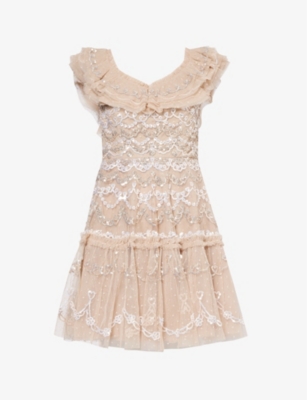 NEEDLE AND THREAD: Everthine sequin-embellished recycled-polyester mini dress