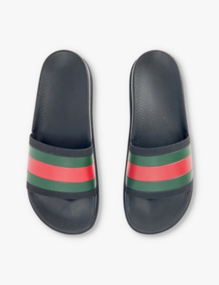 Gucci Mens Nero Vrv Pursuit Treck Rubber Sliders In Nero Vrv