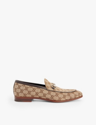 GUCCI Next horsebit embellished canvas loafers Selfridges
