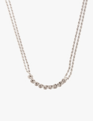 EMANUELE BICOCCHI: Skull braided-chain 925 sterling silver necklace
