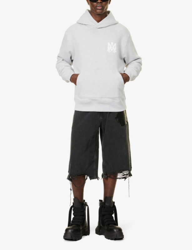 Branded kangaroo-pocket cotton-jersey hoody