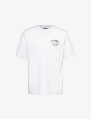 Shop Amiri Brand-embellished Crewneck Cotton-jersey T-shirt In White