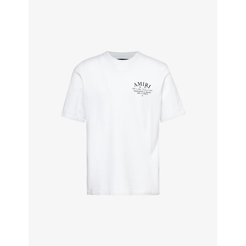 Shop Amiri Brand-embellished Crewneck Cotton-jersey T-shirt In White