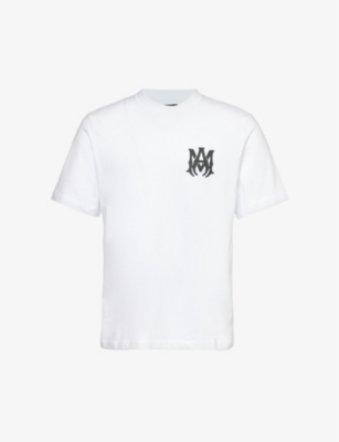 Shop Amiri Men's White Brand-embellished Crewneck Cotton-jersey T-shirt