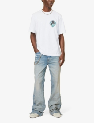 Shop Amiri Mens White Brand-embellished Crewneck Cotton-jersey T-shirt