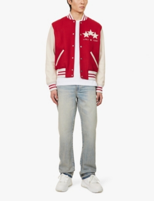 Shop Amiri Mens Stars Brand-embroidered Wool-blend Jacket In Red