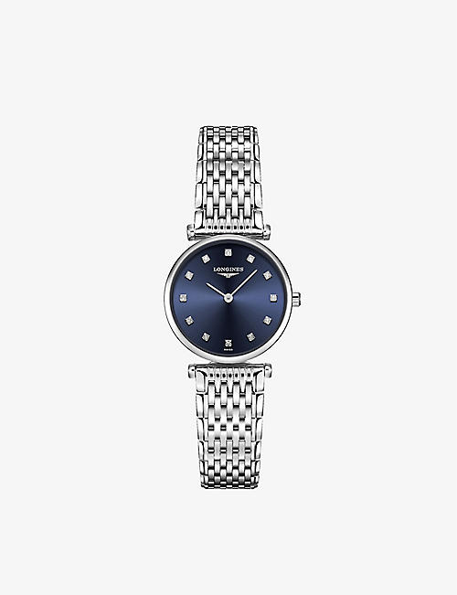 LONGINES: L42094976 La Grande Classique stainless-steel and diamond quartz watch