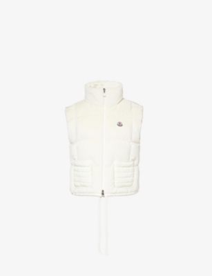 MONCLER: Arques logo-patch relaxed-fit faux-fur down gilet