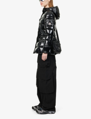 Moncler Womens Black Barante Logo-patch Slim-fit Shell-down Jacket In Black