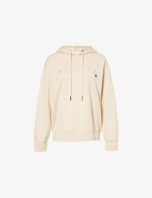 MONCLER: Logo-embroidered regular-fit cotton-jersey hoody