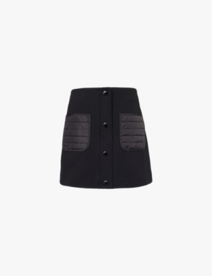 MONCLER: Quilted-pocket logo-patch mid-rise stretch-woven mini skirt